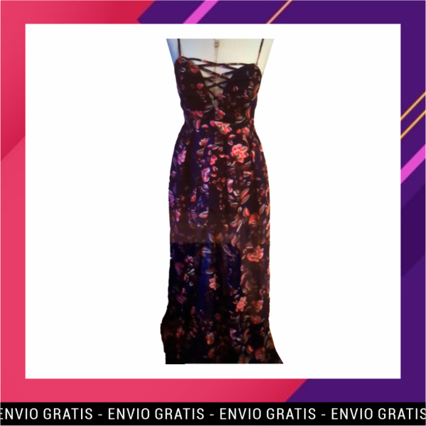 Vestido flores en tela cáliz