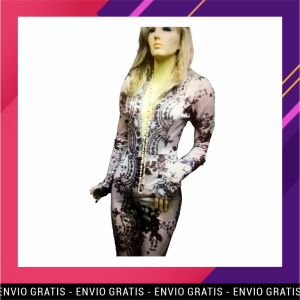 Enterizo de lame bordado con forro