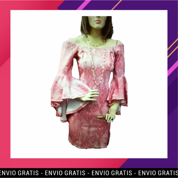 Vestido con encaje y forro rosa