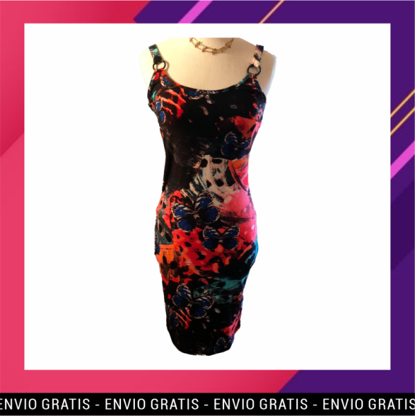 Vestido estampado de tiras