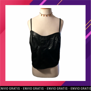 Top cuerina con sierre y tiras