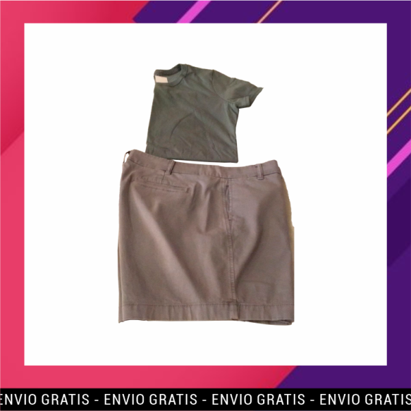 Short drill clásico y polo de algodón verde