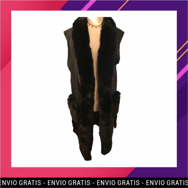 Chaleco piel sintética y lana