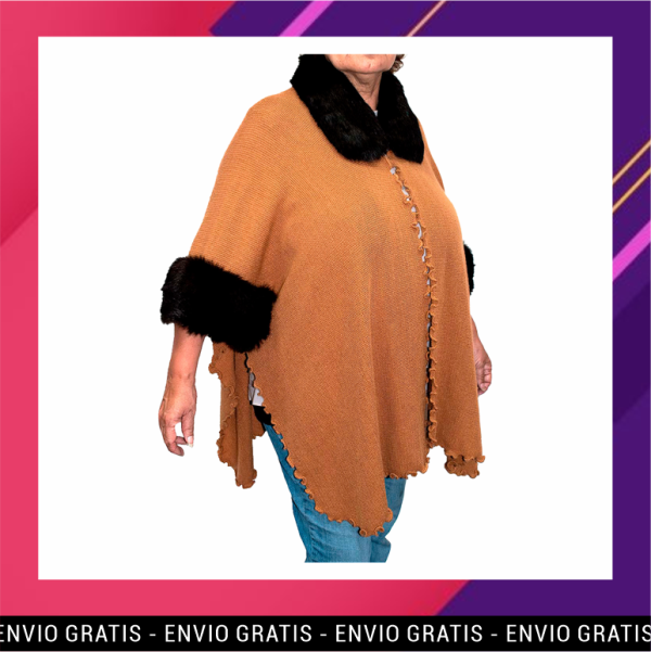 LPSM-079 Abrigo en lana de alpaca con cuello de piel