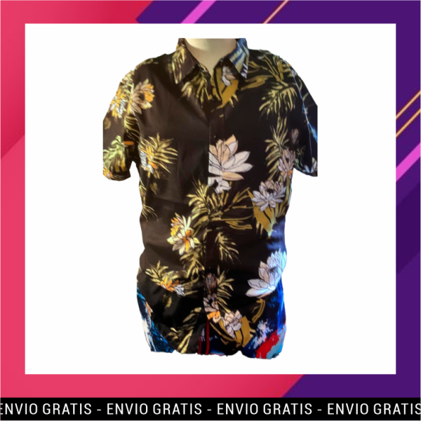 Camisa Negra Estampados Palmas