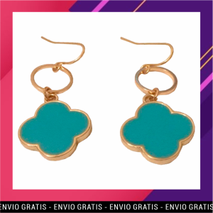 LPSM-170 Aretes Dorados Turquesa Modelo Flor